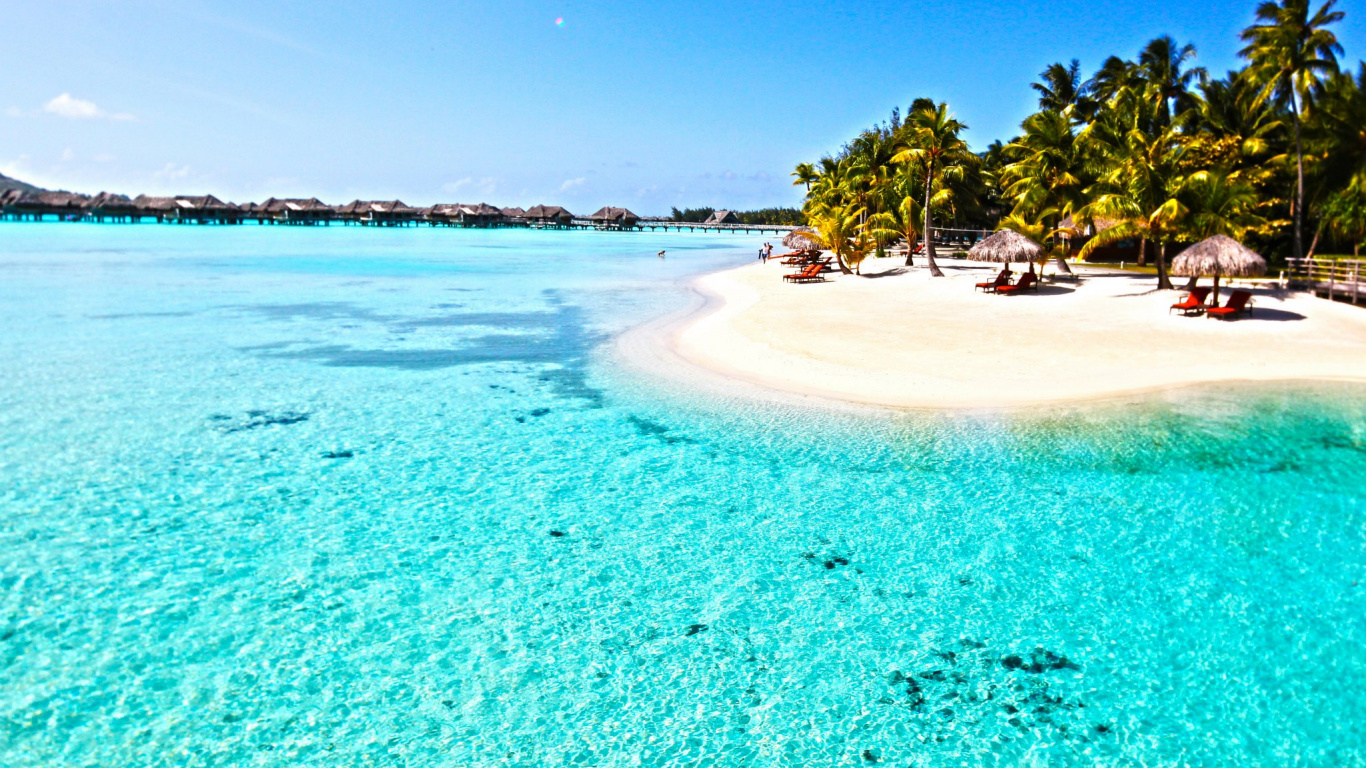 Обои пляж, борабора, море, тропическая зона, Карибский бассейн в разрешении 1366x768