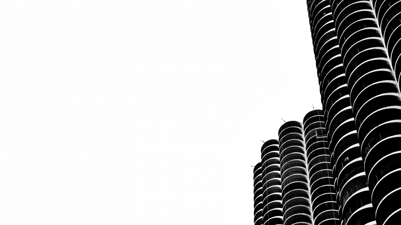 Обои небоскреб, черный и белый, архитектура, дневное время, башня в разрешении 1280x720