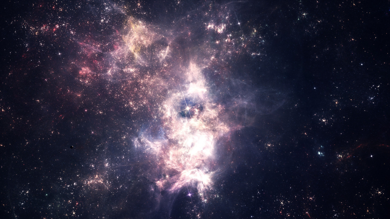 Обои звезда, туманность, звездное скопление, Галактика, космическое пространство в разрешении 1366x768