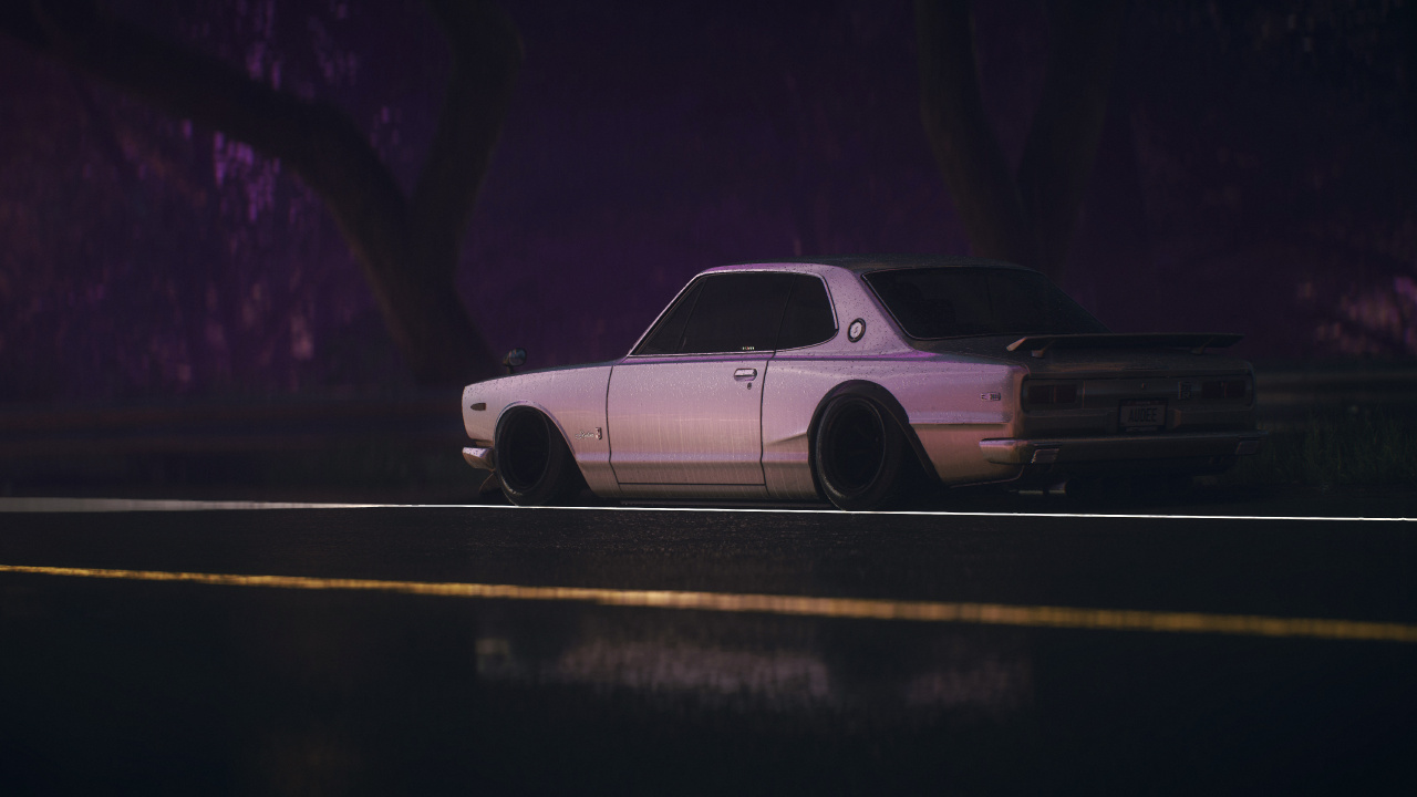 Обои need for speed, авто, компактный автомобиль, автомобильный экстерьер, автомобильное освещение в разрешении 1280x720