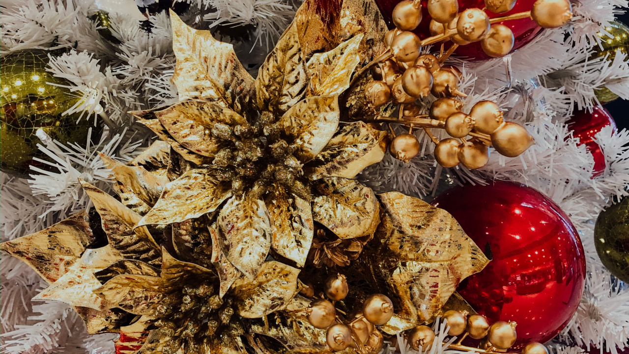 Обои Рождественский день, рождественский орнамент, елка, Новый год, пихта в разрешении 1280x720