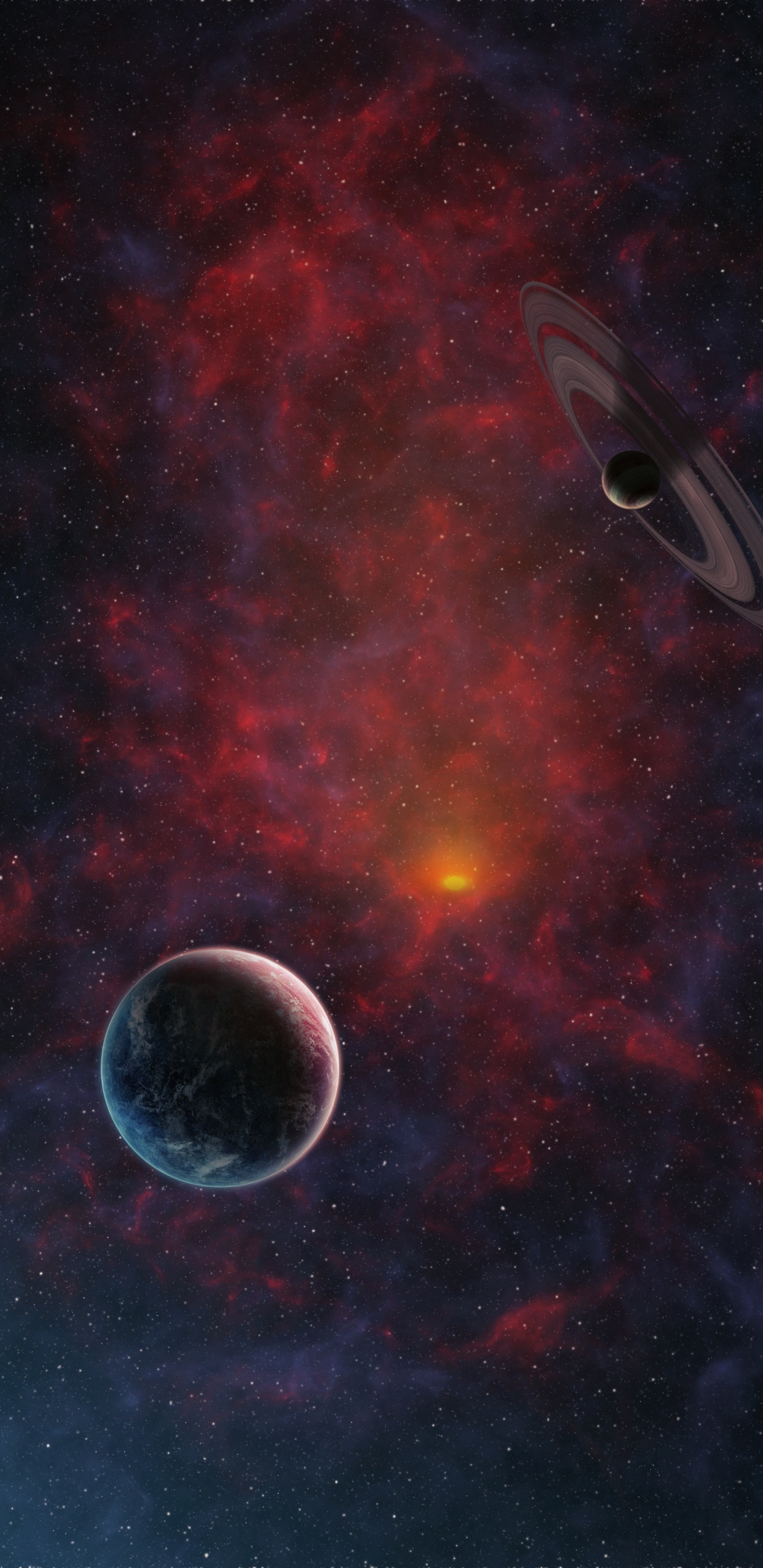 Обои рисование, космическое пространство, астрономический объект, атмосфера, космос в разрешении 1440x2960