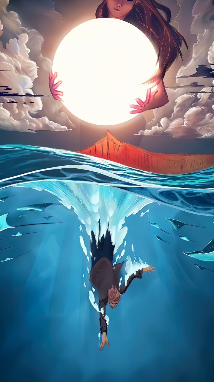 Обои свет, Сэм Колдер, анимация, арт, графический дизайн в разрешении 720x1280