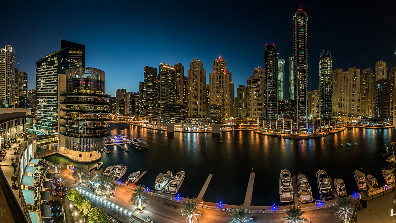 Обои город, городской пейзаж, городской район, метрополия, отражение в разрешении 1366x768