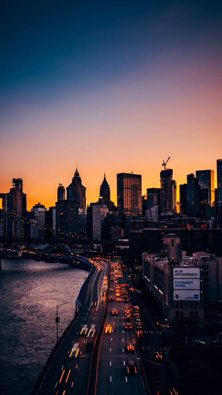 Обои городской пейзаж, Бруклинский мост, андроид, смартфон, здание в разрешении 720x1280