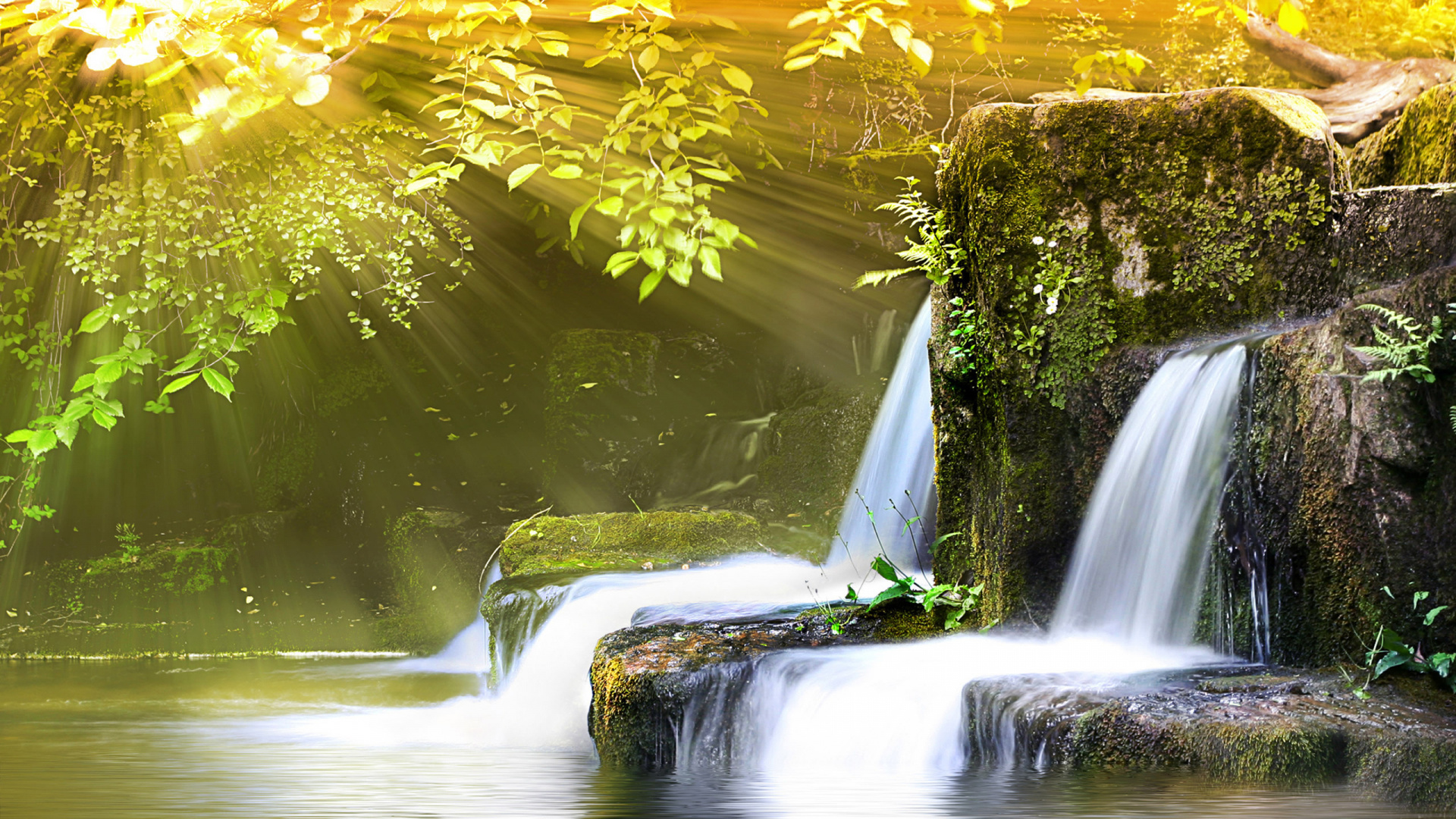 Обои природа, водопад, гидроресурсы, водоем, вода в разрешении 1920x1080