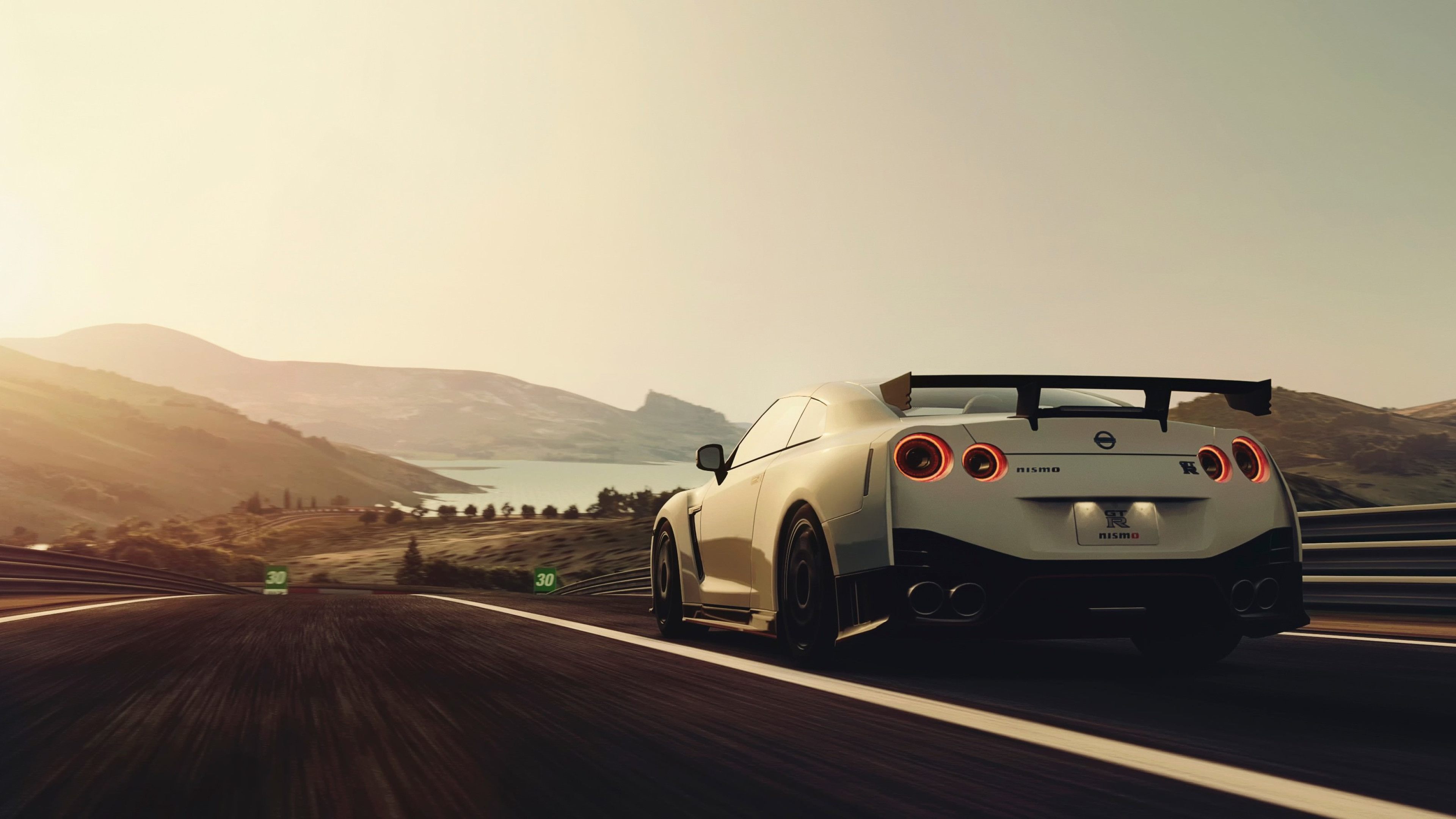 Обои спорткар, авто, Ниссан, желтый, дорога в разрешении 3840x2160