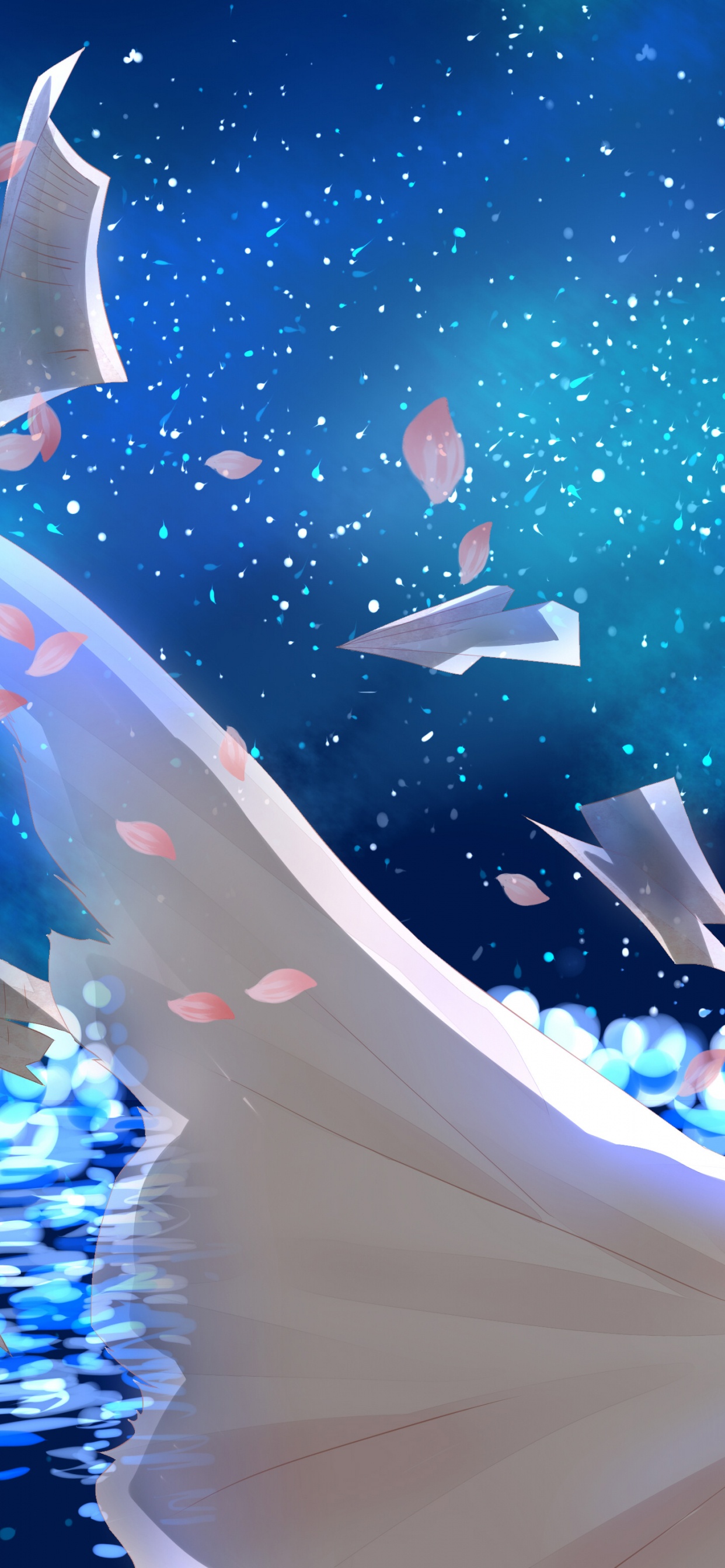 Обои Каори покрасочные, аниме, мир, синий, природа в разрешении 1242x2688