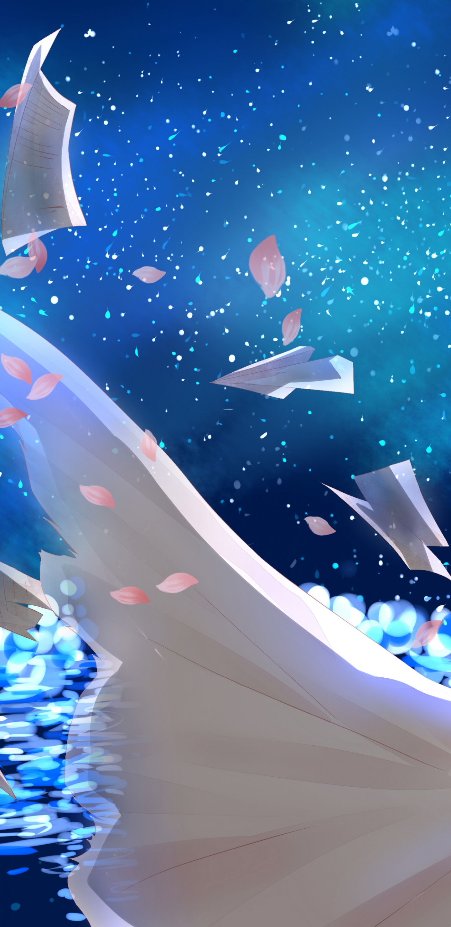 Обои Каори покрасочные, аниме, мир, синий, природа в разрешении 1440x2960