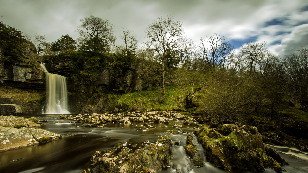 Обои природа, водоем, вода, водопад, водоток в разрешении 1280x720