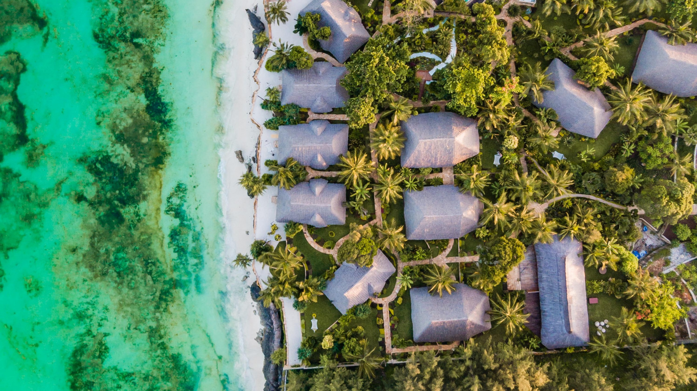 Обои с высоты птичьего полета, пейзаж, телевидение, мир, городской дизайн в разрешении 1366x768