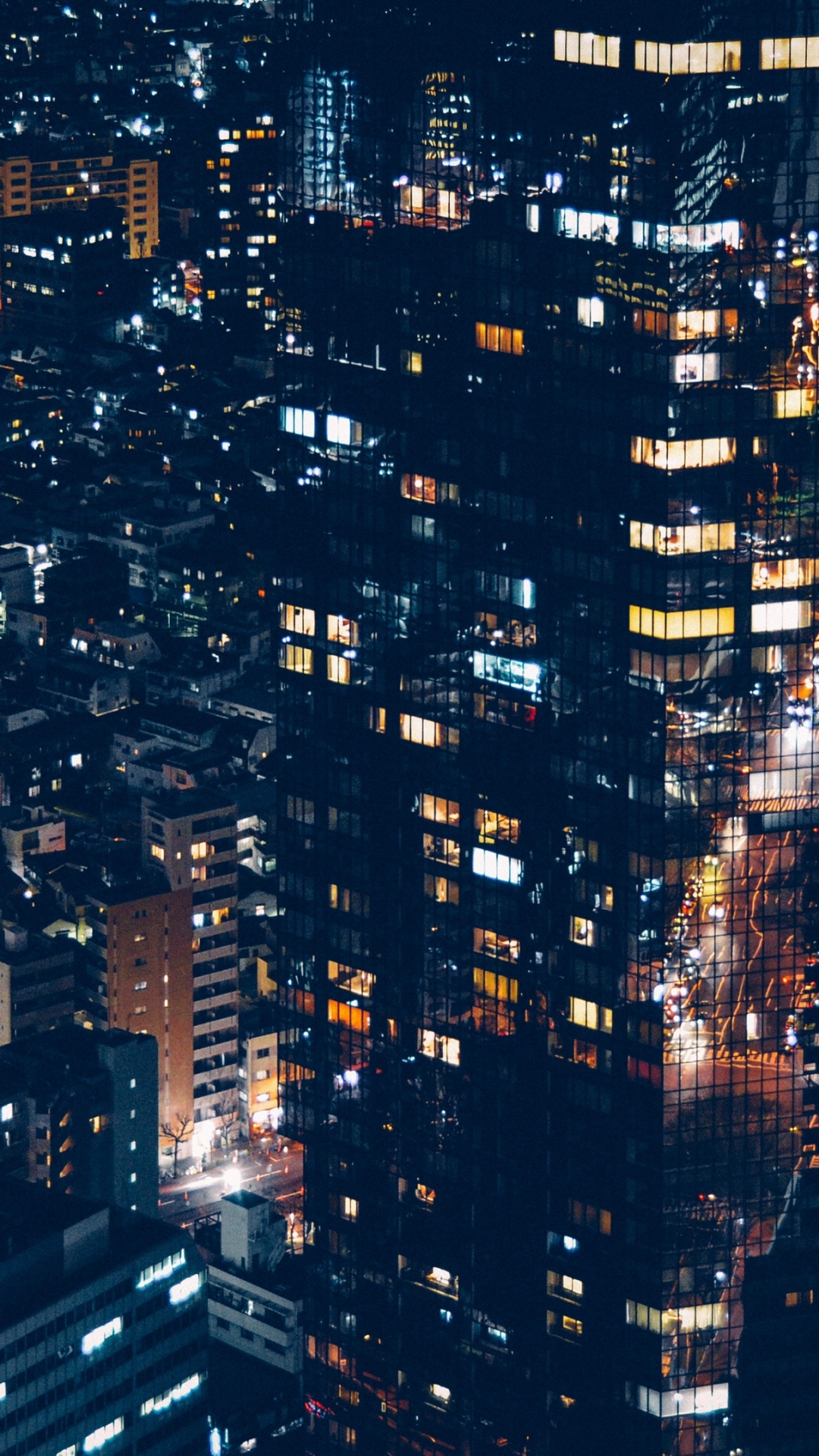 Обои город, ночь, городской пейзаж, метрополия, городской район в разрешении 1080x1920