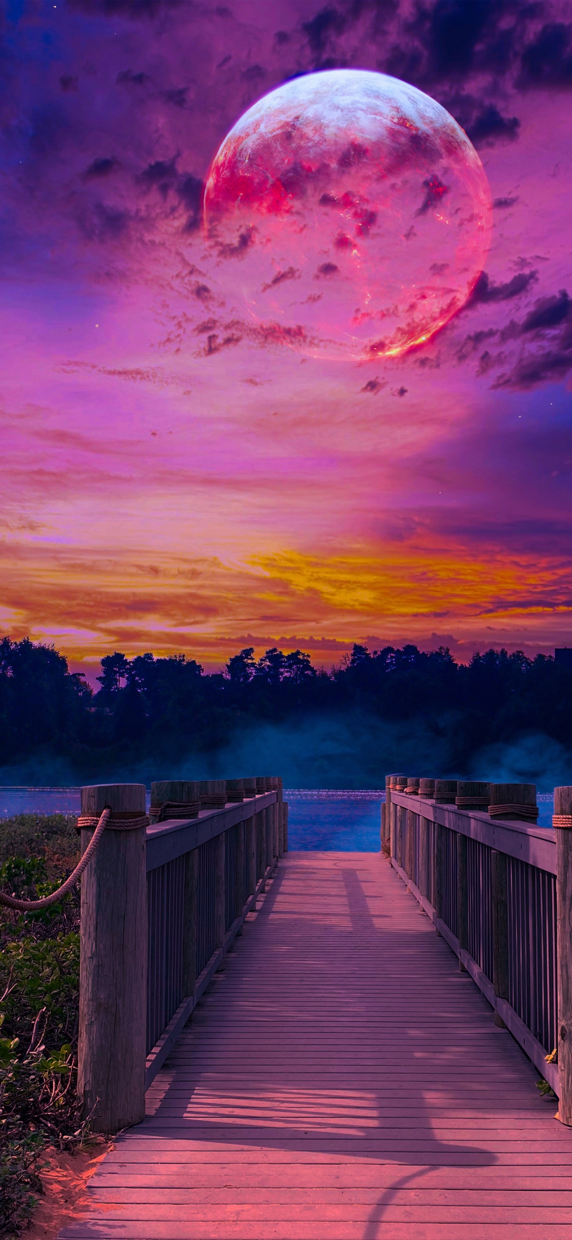 Обои живопись, арт, облако, вода, атмосфера в разрешении 1125x2436