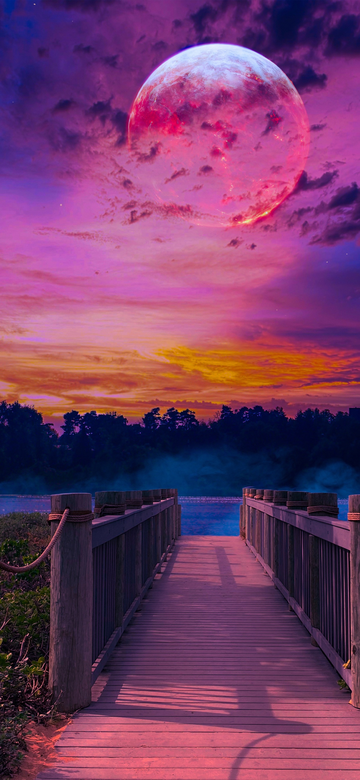 Обои живопись, арт, облако, вода, атмосфера в разрешении 1242x2688