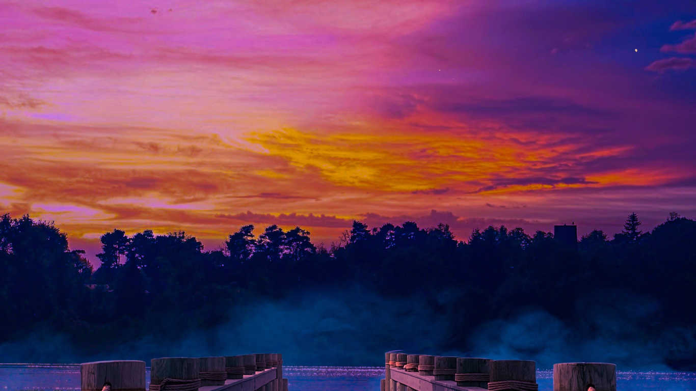 Обои живопись, арт, облако, вода, атмосфера в разрешении 1366x768