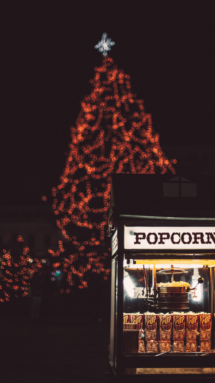 Обои дерево, елка, Рождество, Рождественские украшения, ночь в разрешении 750x1334