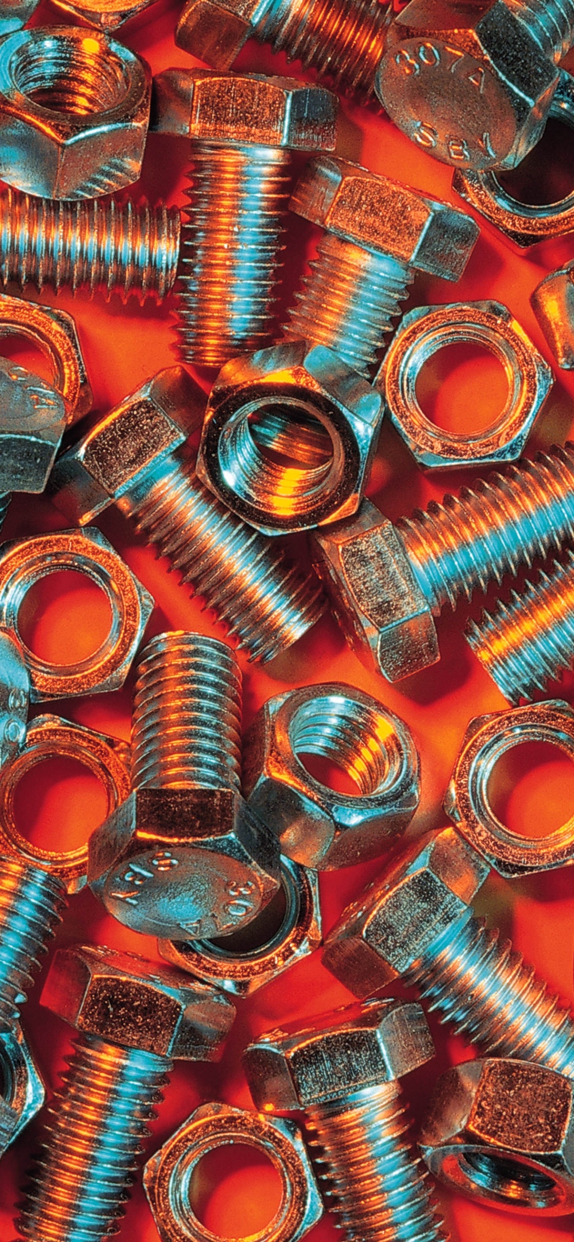 Обои гайка, болт, винт, материал в разрешении 1125x2436