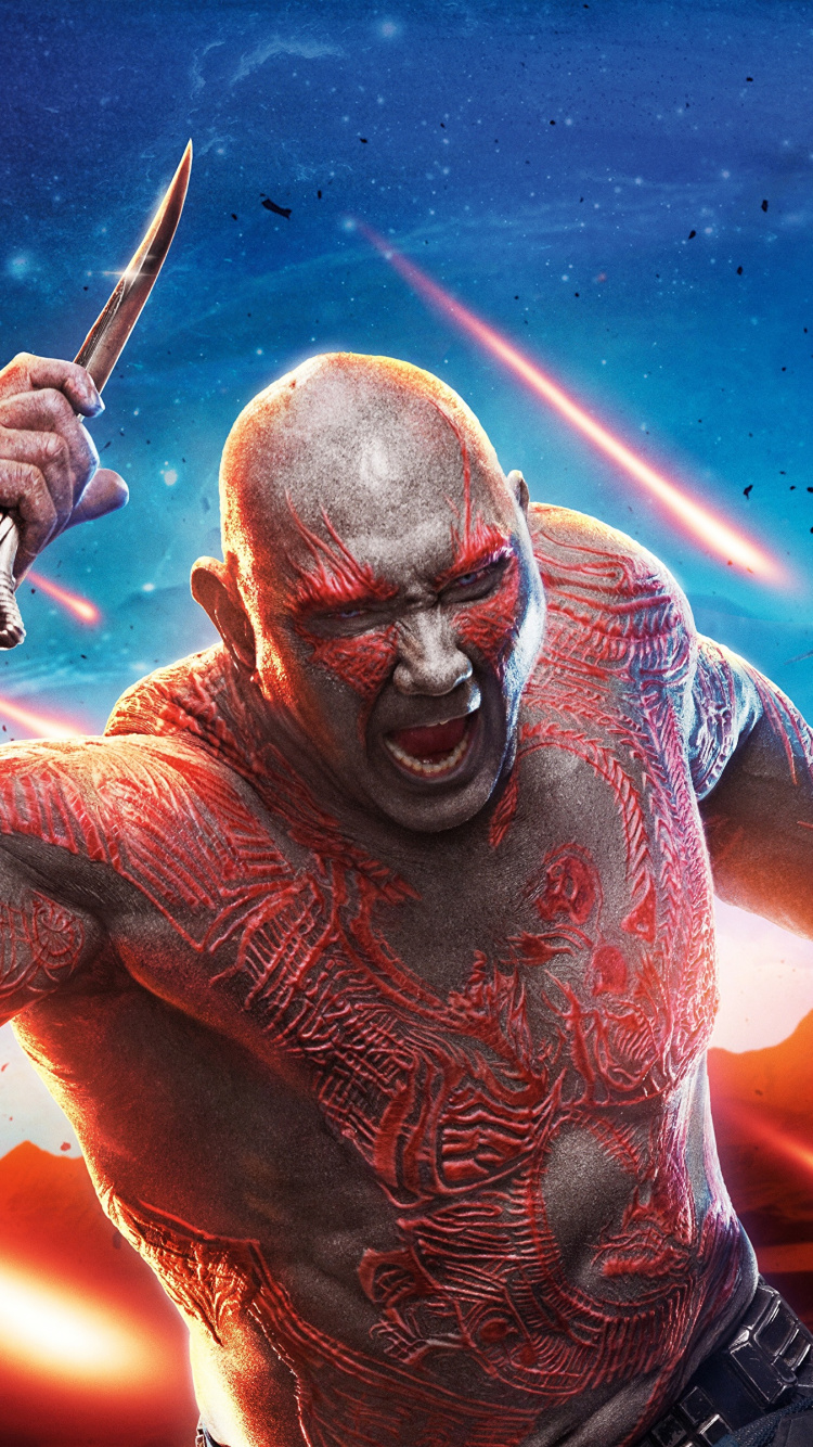 Обои Дракс Разрушитель, Стар-Лорд, Гамора, marvel, арт в разрешении 750x1334