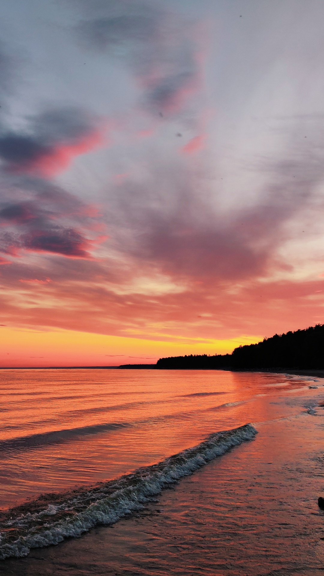 Обои водоем, послесвечение, природа, горизонт, море в разрешении 1080x1920