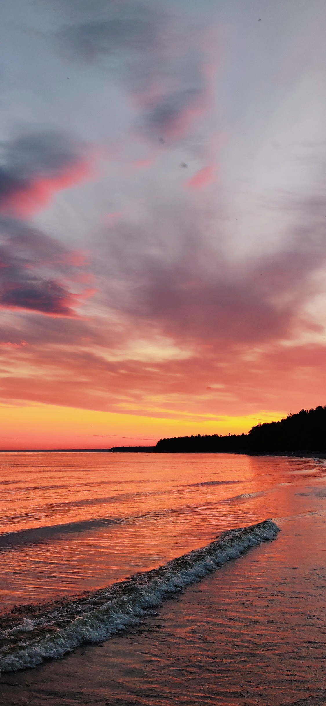 Обои водоем, послесвечение, природа, горизонт, море в разрешении 1125x2436