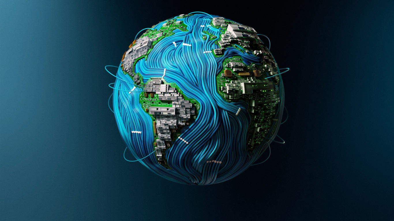 Обои земля, мир, шар, сфера, графика в разрешении 1366x768