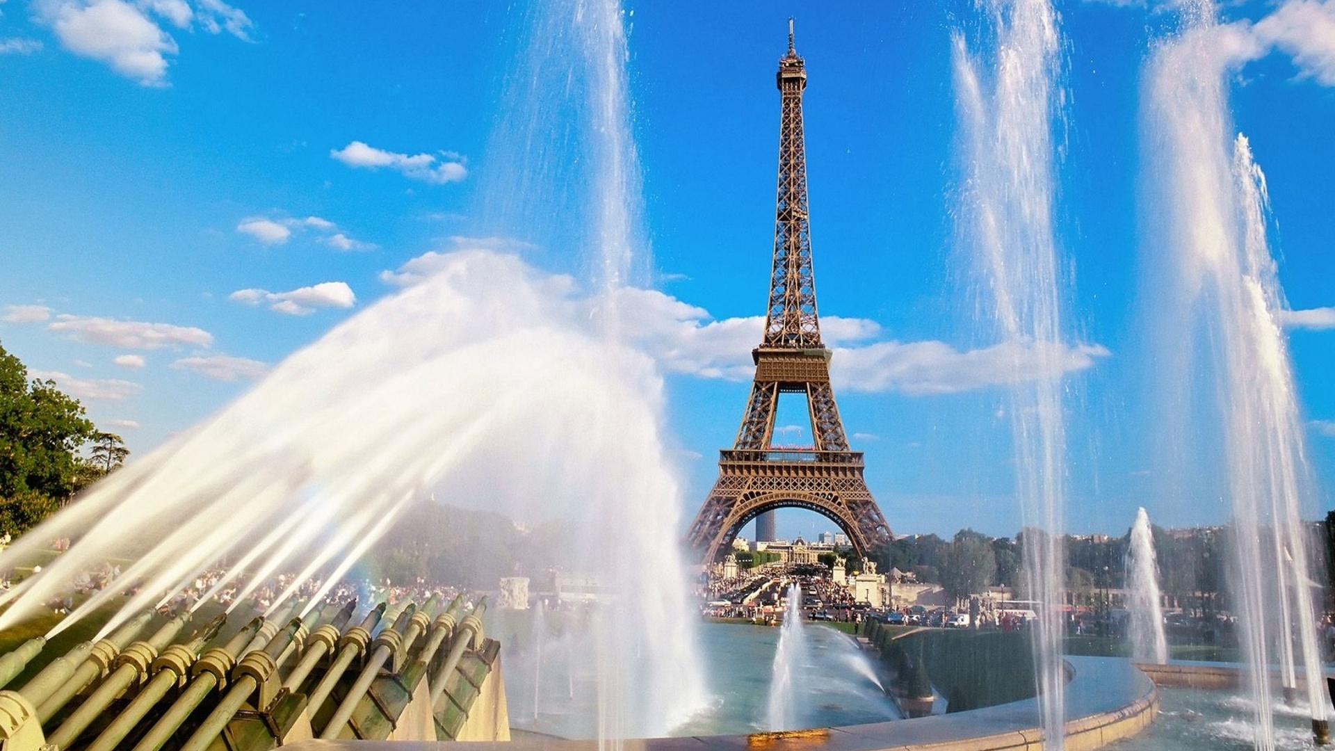 Обои Эйфелева башня, Париж Техас Эйфелева башня, вода, облако, дневное время в разрешении 1920x1080