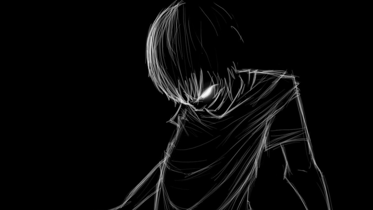 Обои черный и белый, черный, темнота, монохромный, мальчик в разрешении 1280x720