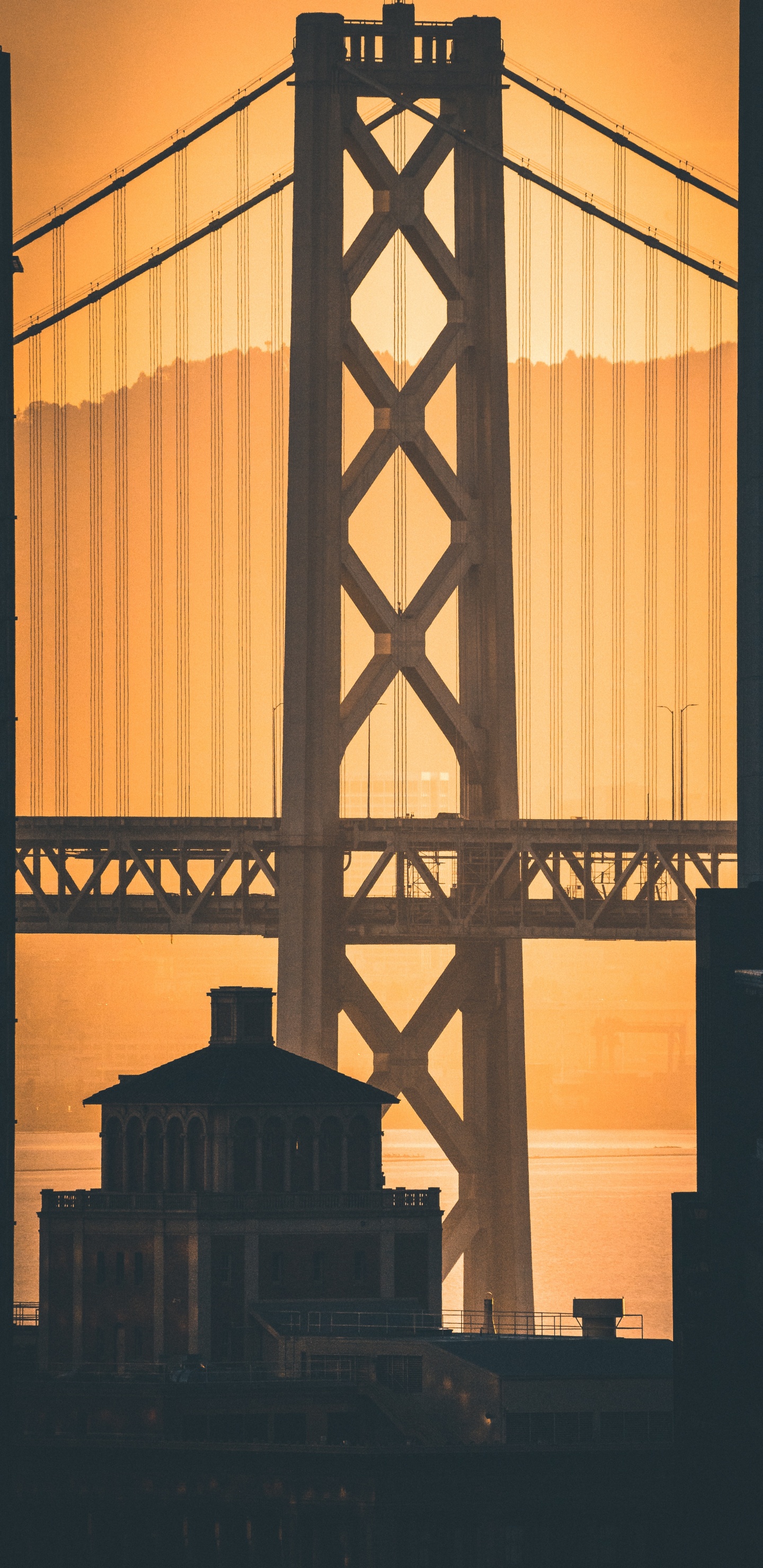 Обои Сан-Франциско-Окленд Бэй-Бридж, мост Golden Gate, Система канатной дороги Сан-Франциско, подвесной мост, ориентир в разрешении 1440x2960