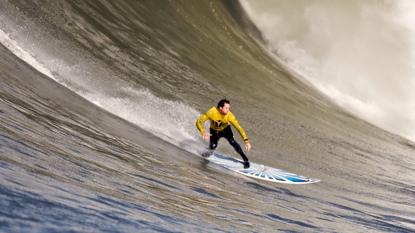 Обои серфинг, большая волна серфинг, доска, экстремальный вид спорта, boardsport в разрешении 1366x768