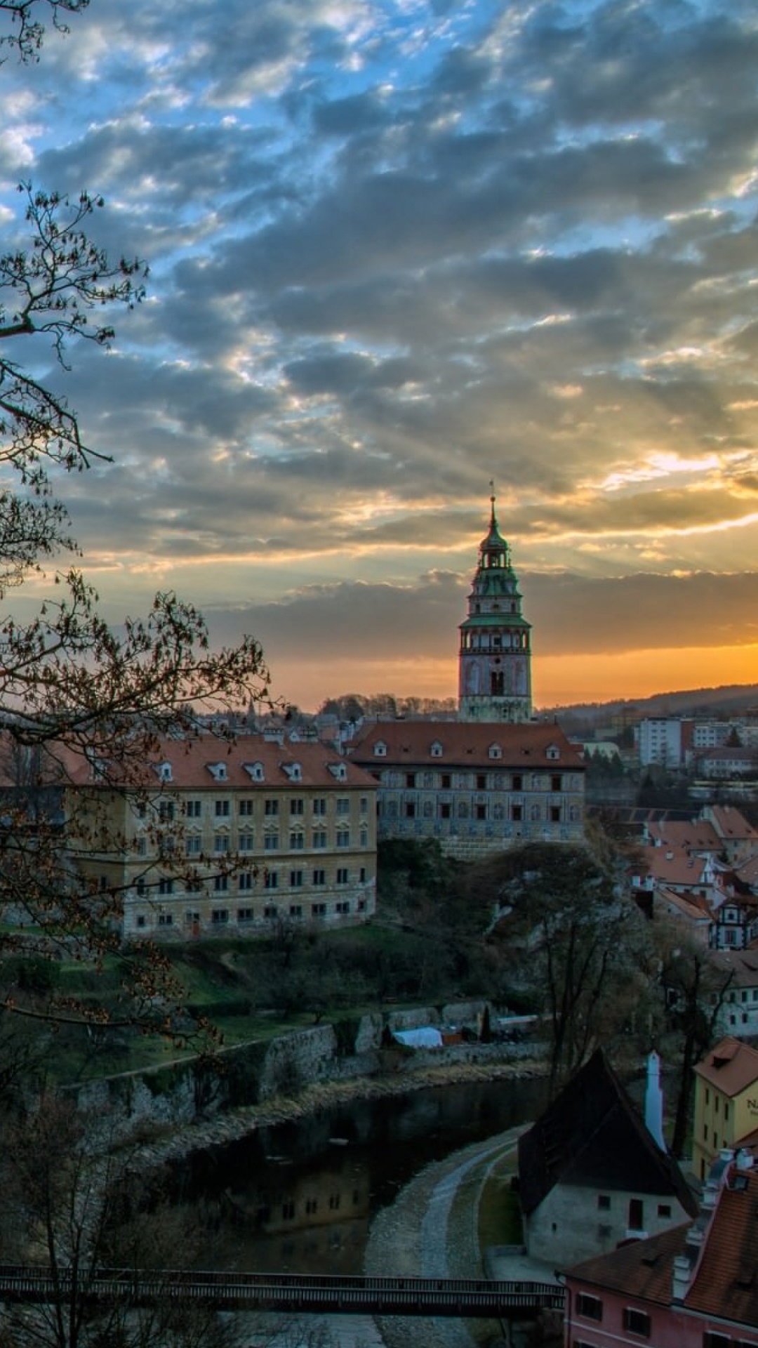 Обои городок, дерево, городской район, утро, вечер в разрешении 1080x1920