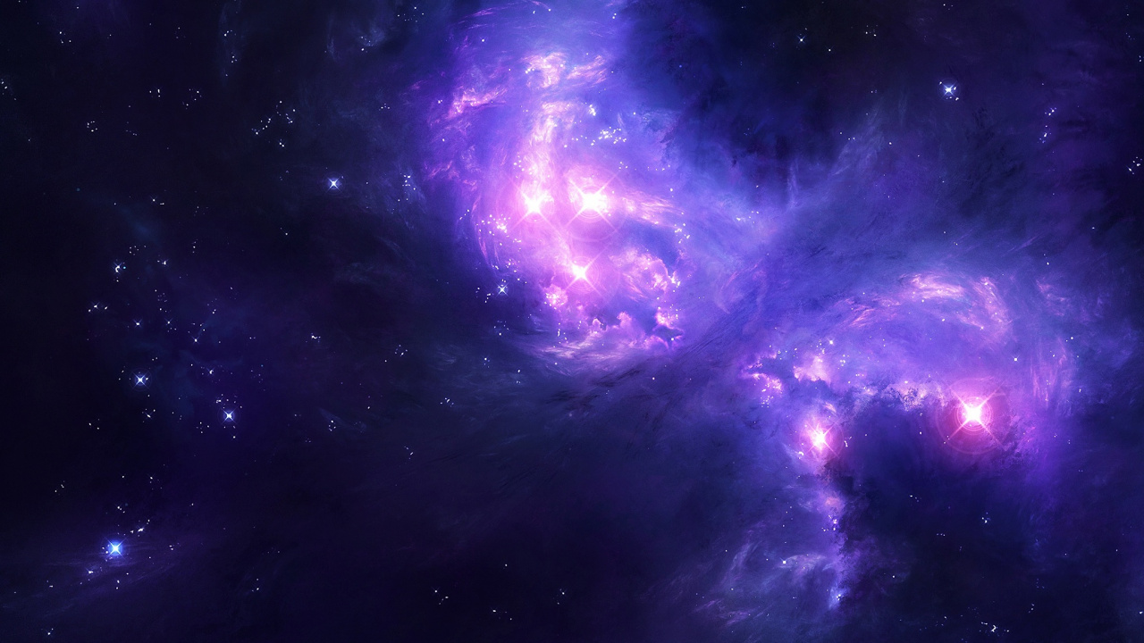 Обои космическое пространство, пурпур, туманность, астрономический объект, атмосфера в разрешении 1280x720