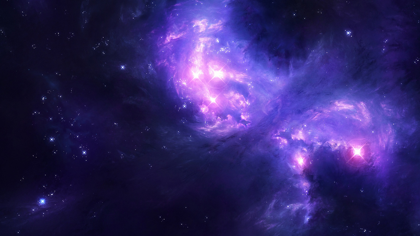 Обои космическое пространство, пурпур, туманность, астрономический объект, атмосфера в разрешении 1366x768