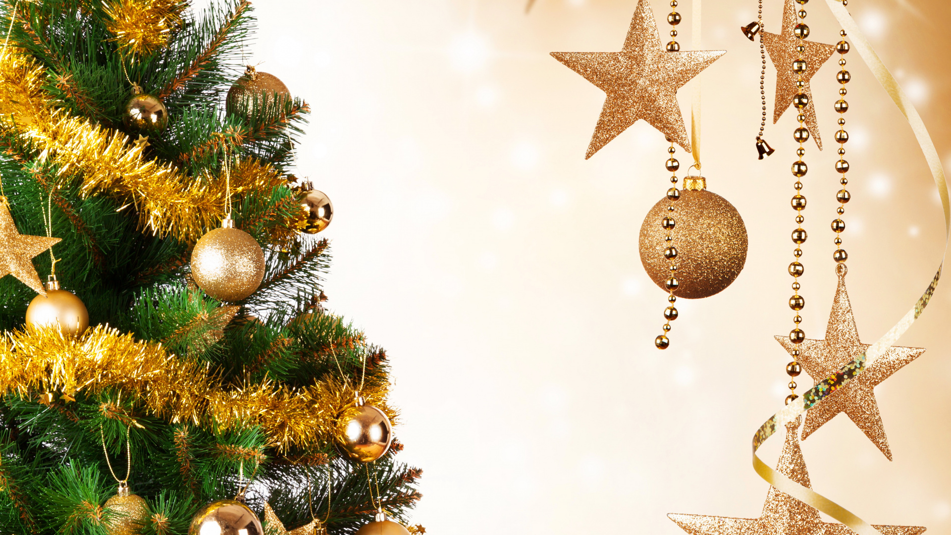 Обои Рождественский день, Новый год, елка, рождественский орнамент, Рождественские украшения в разрешении 1920x1080