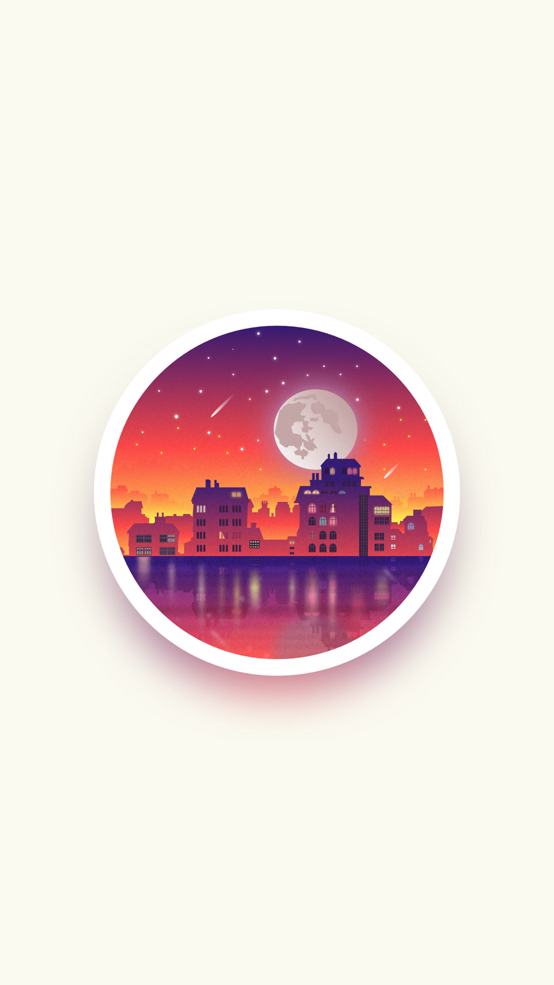 Обои Оранжевый цвет, здание, круг, горизонт, астрономический объект в разрешении 1080x1920