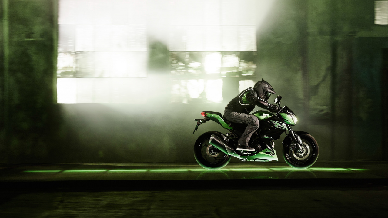 Обои зеленый, мотоцикл, Кавасаки З 250, мотоспорт, авто в разрешении 1280x720