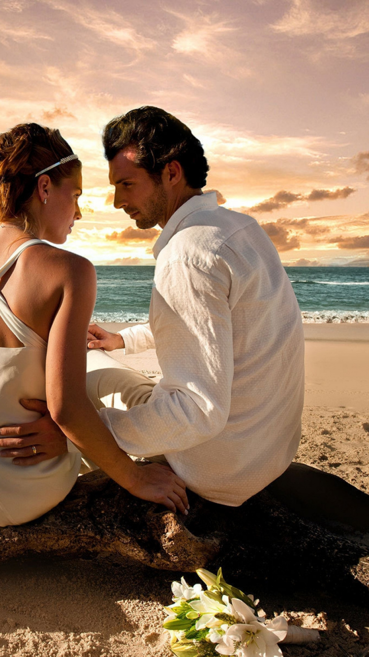 Обои медовый месяц, роман, пара, свадьба, отпуск в разрешении 750x1334