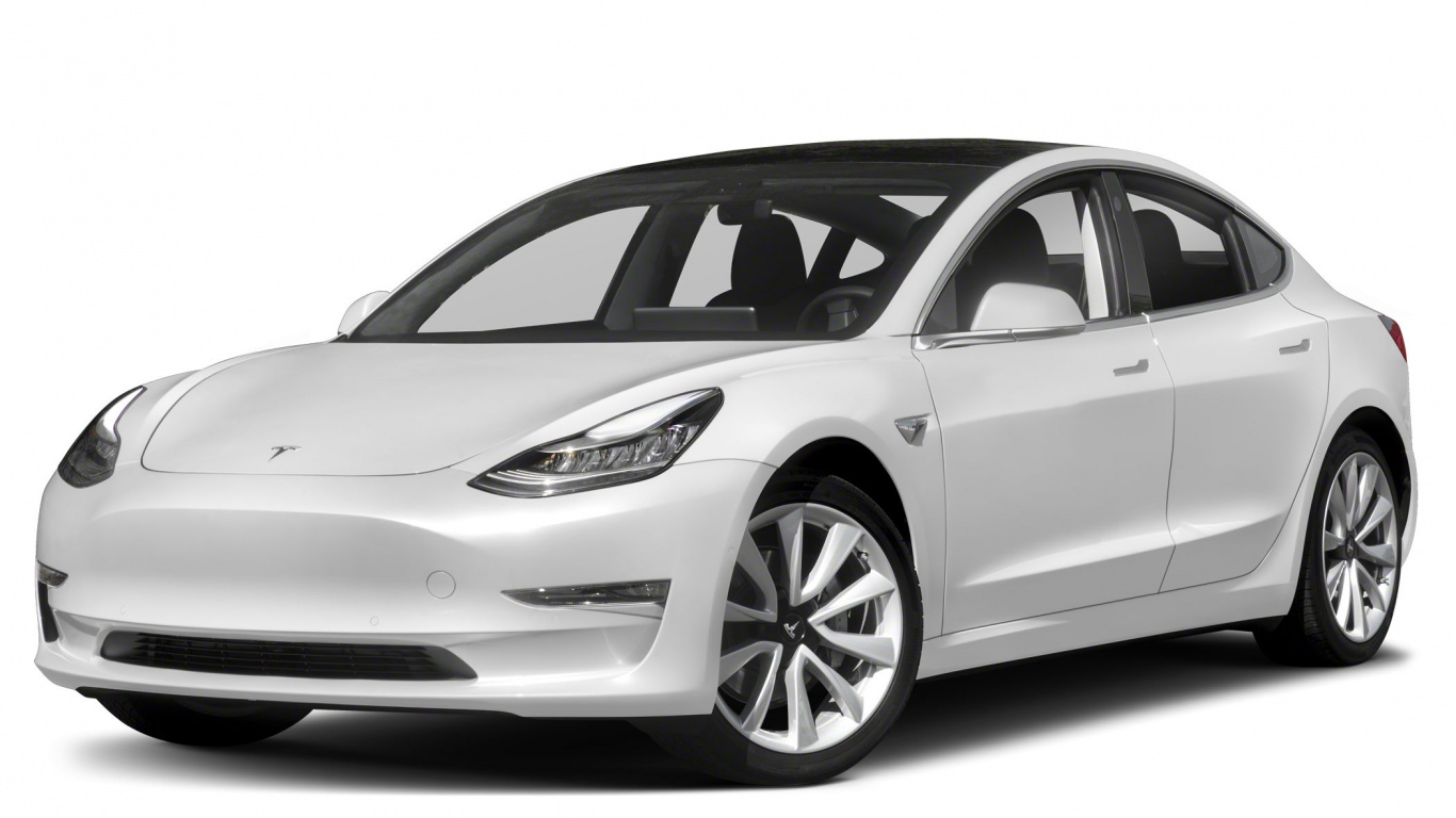 Обои авто, представительский автомобиль, Модель Тесла 2018 3, автомобиль, седан в разрешении 1366x768