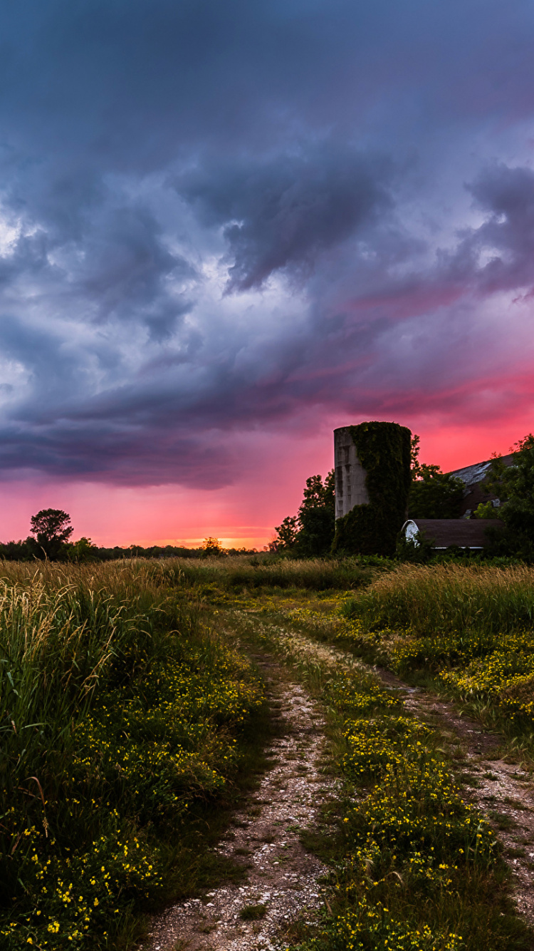 Обои Висконсин, закат, облако, природа, сельский район в разрешении 750x1334