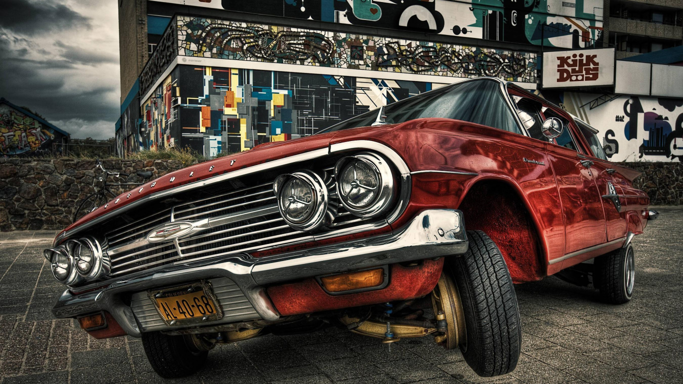 Обои авто, лоурайдер, Шевроле Импала, классический автомобиль, пользовательские автомобиль в разрешении 1366x768