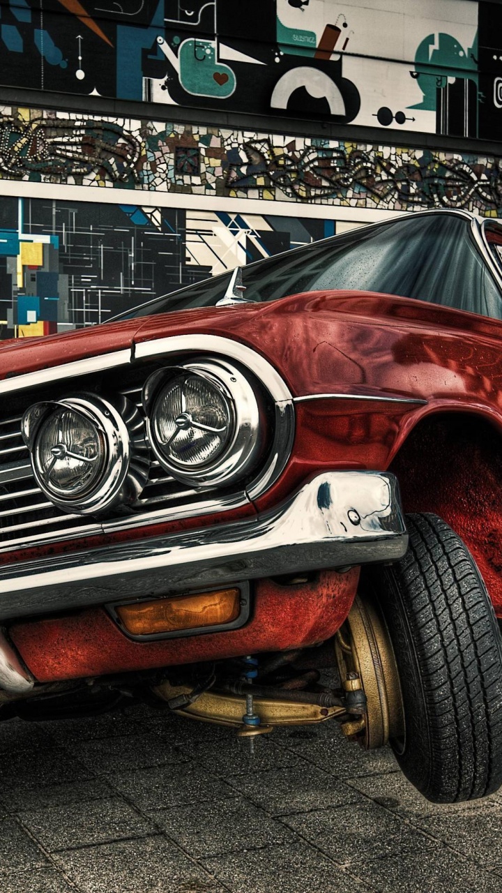 Обои авто, лоурайдер, Шевроле Импала, классический автомобиль, пользовательские автомобиль в разрешении 720x1280