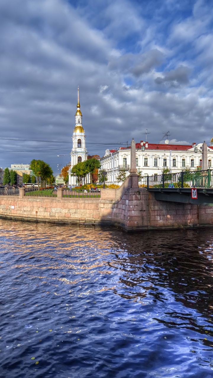 Обои Санкт Петербург, канал, город, вода, водный путь в разрешении 720x1280