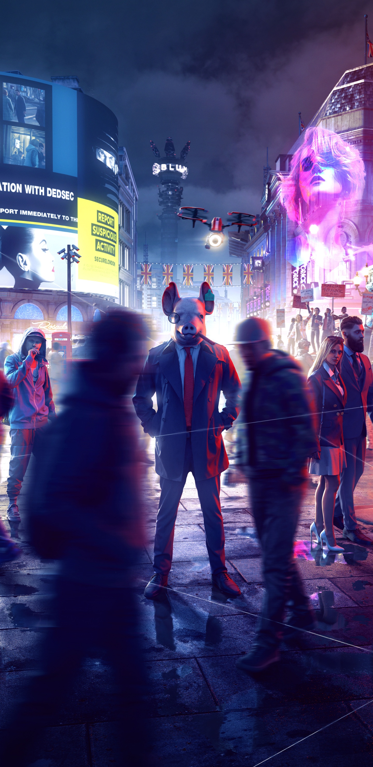 Обои видео, последний хранитель, толпа, игра, город в разрешении 1440x2960