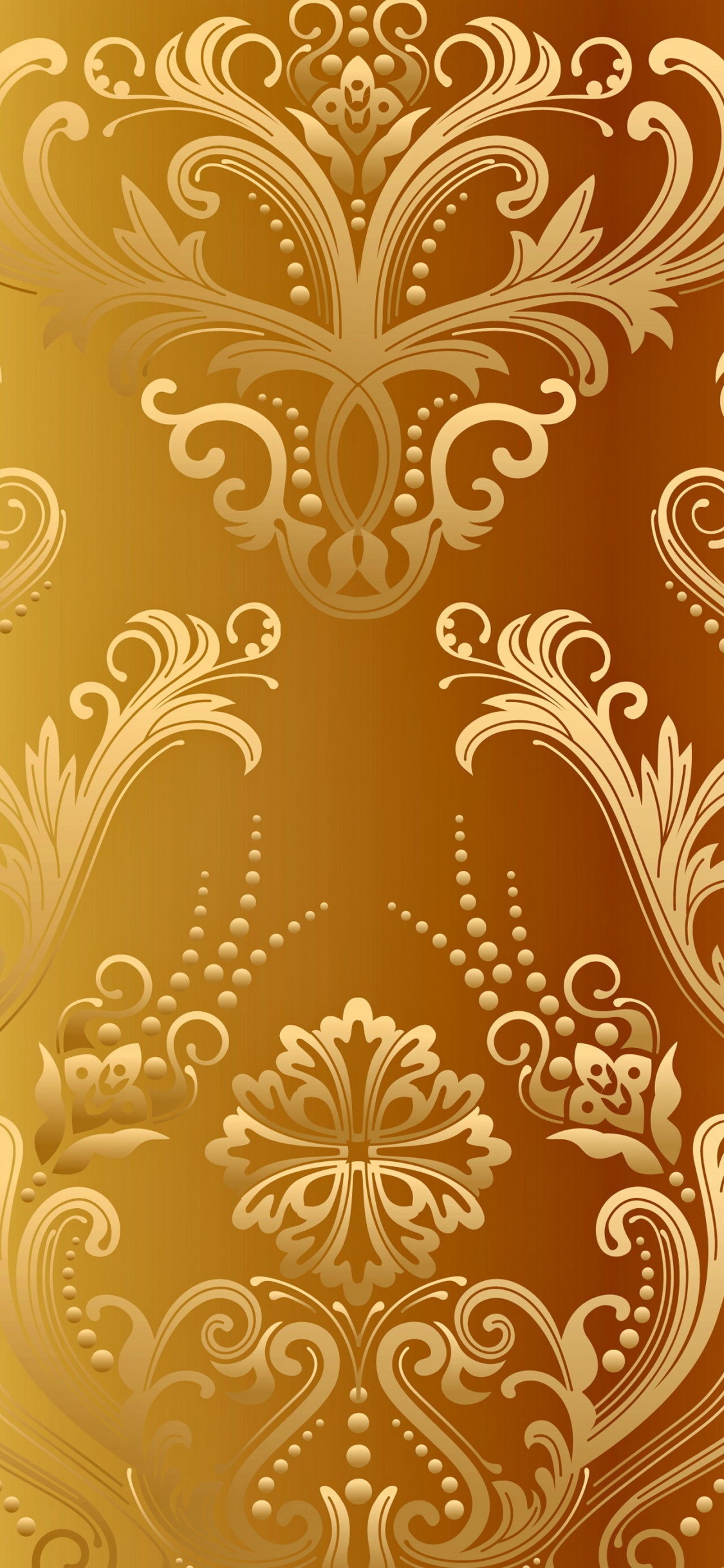 Обои золото, текстура, векторная графика, орнамент, узор в разрешении 1125x2436