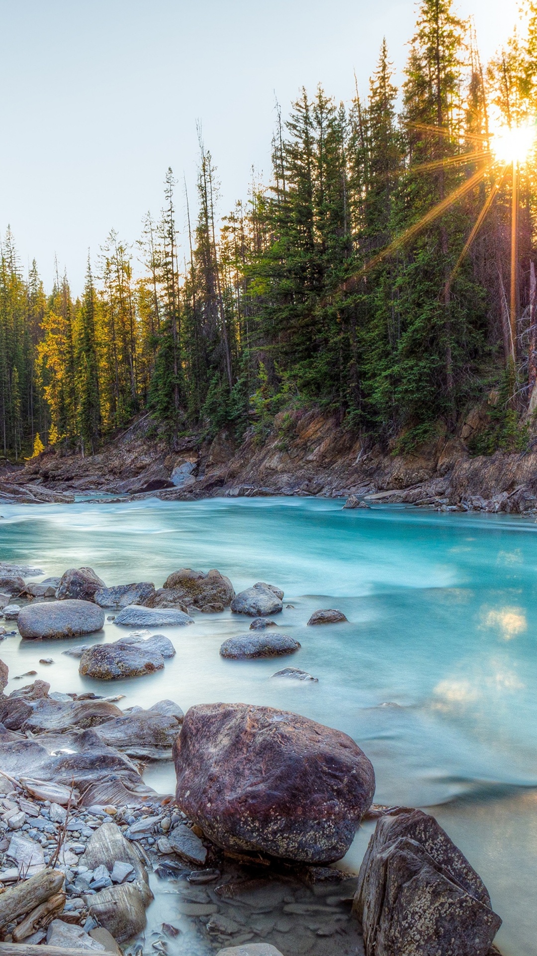 Обои национальный парк йохо, Гора Ассинибойн, поток, стена, водоем в разрешении 1080x1920