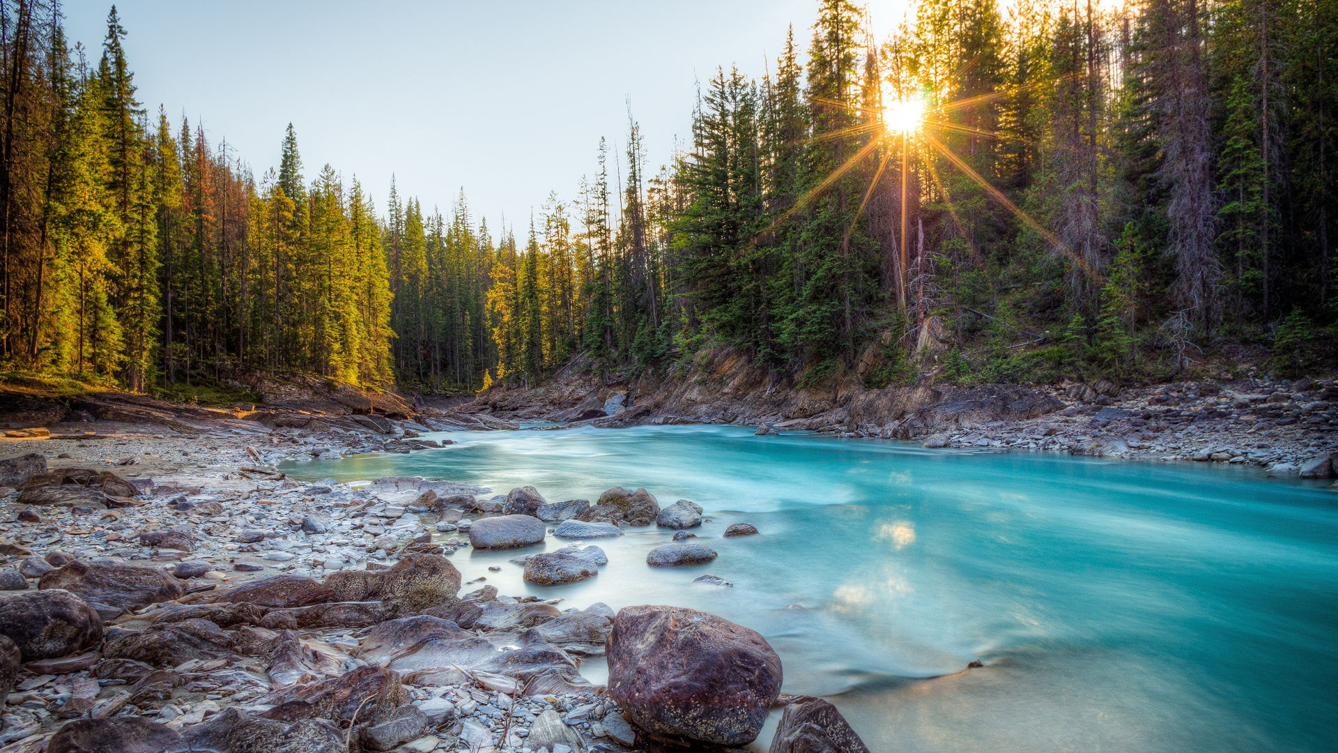 Обои национальный парк йохо, Гора Ассинибойн, поток, стена, водоем в разрешении 1920x1080