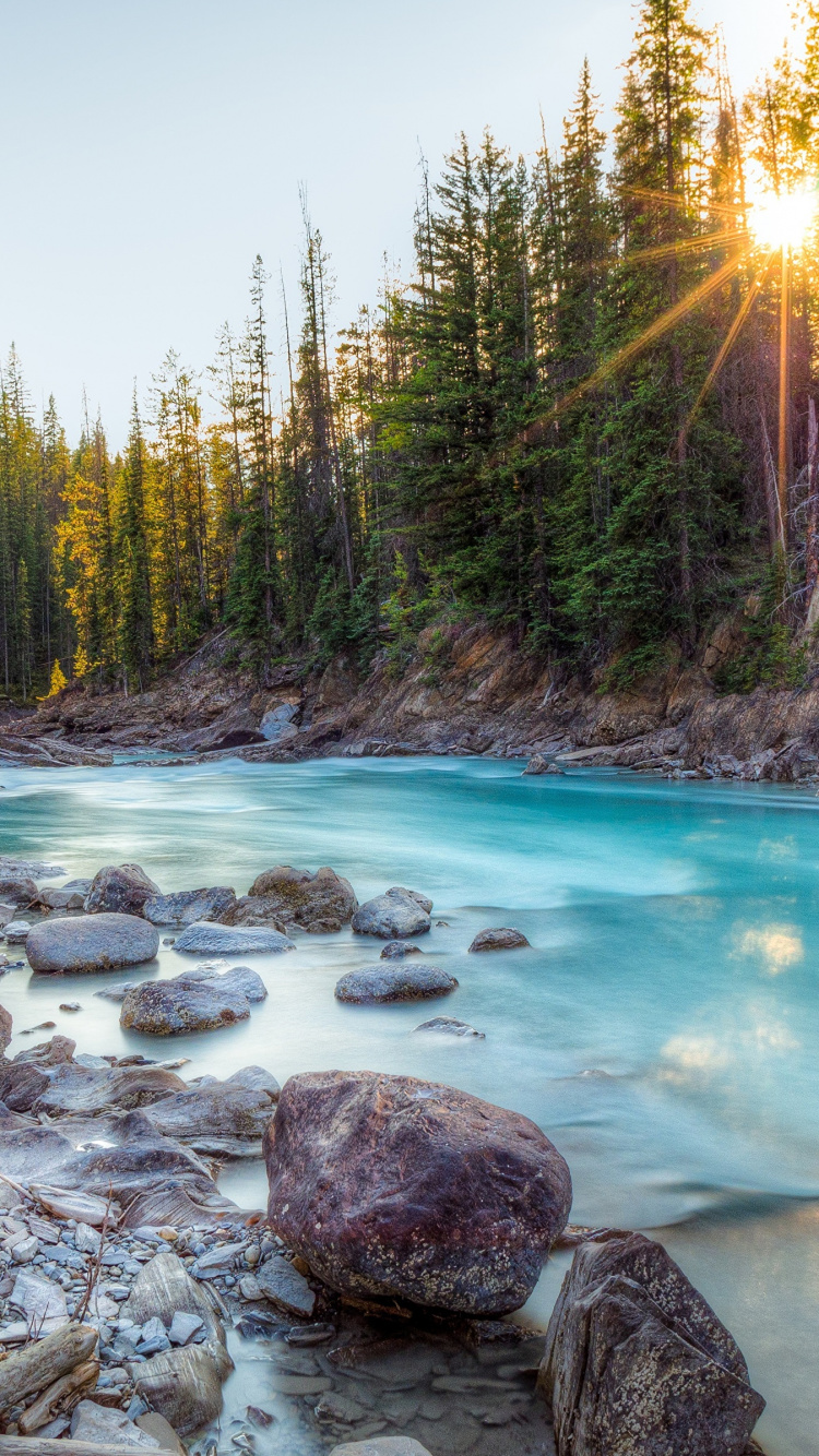 Обои национальный парк йохо, Гора Ассинибойн, поток, стена, водоем в разрешении 750x1334