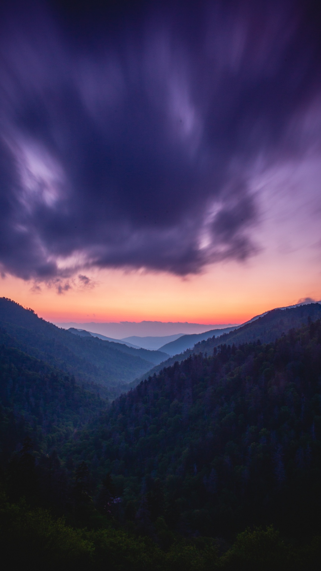 Обои облако, горный рельеф, гора, синий, послесвечение в разрешении 1080x1920