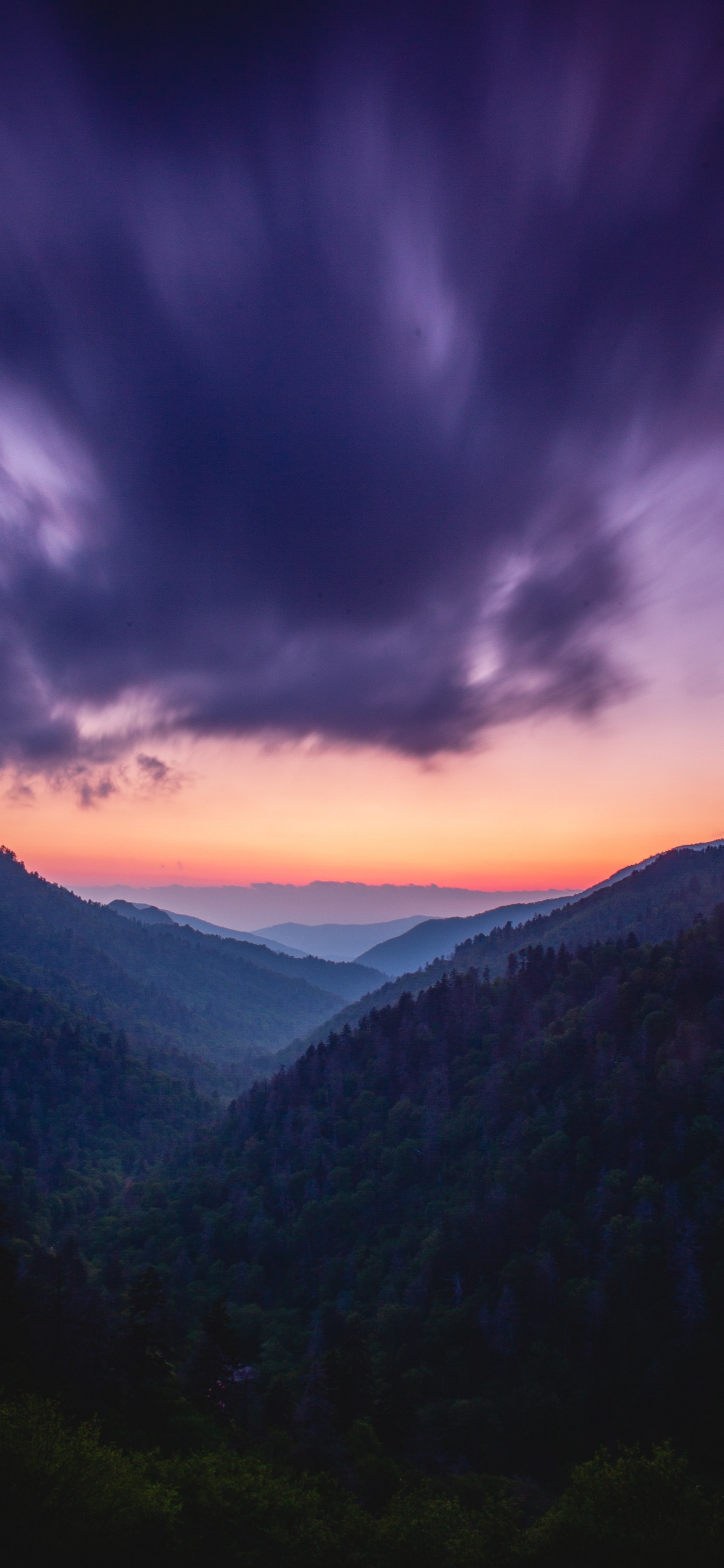 Обои облако, горный рельеф, гора, синий, послесвечение в разрешении 1242x2688