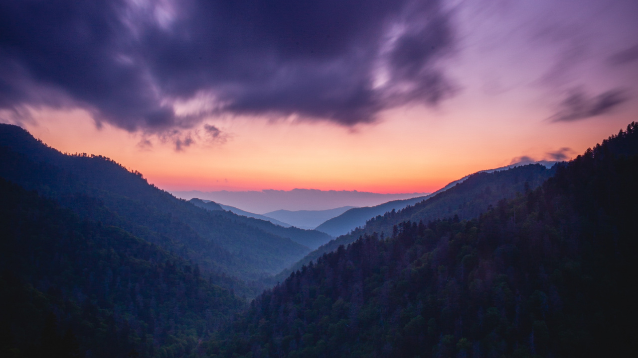 Обои облако, горный рельеф, гора, синий, послесвечение в разрешении 1280x720