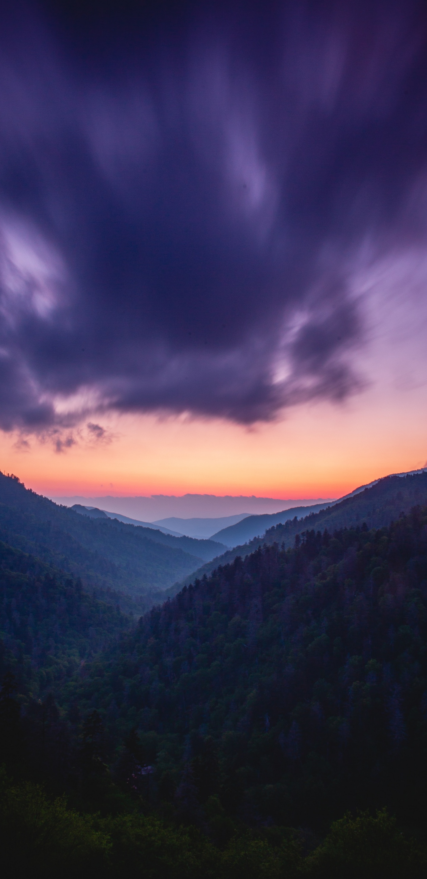 Обои облако, горный рельеф, гора, синий, послесвечение в разрешении 1440x2960